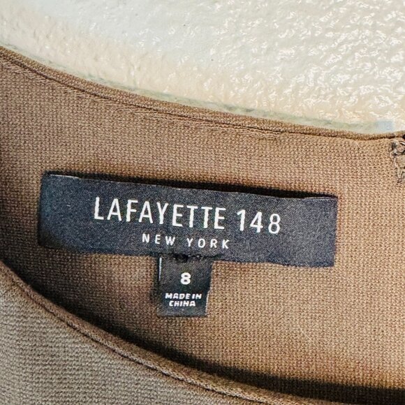 Lafayette 148 New York Women's Brown Flared Skirt Knit Dress SZ 8 EUC - Picture 5 of 12